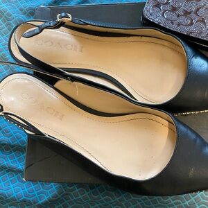 COACH Women's Black Leather Slingback Flats Size 7